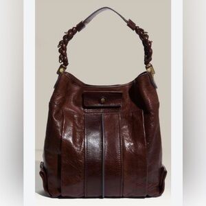 CHLOE Heloise Hobo Cognac Brown Leather Tote Bag - Chloe Shoulder Bag Lambskin
